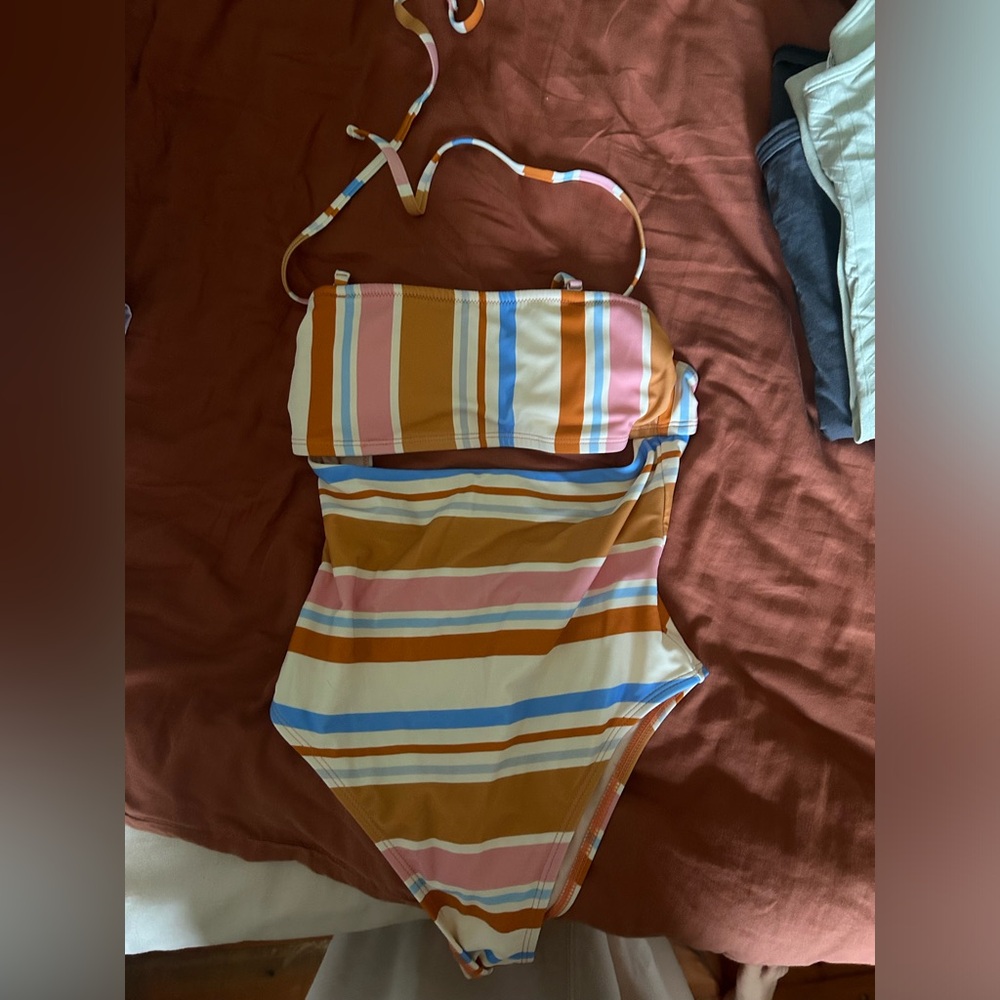 COPY - Cupshe striped cheeky one piece with cutouts